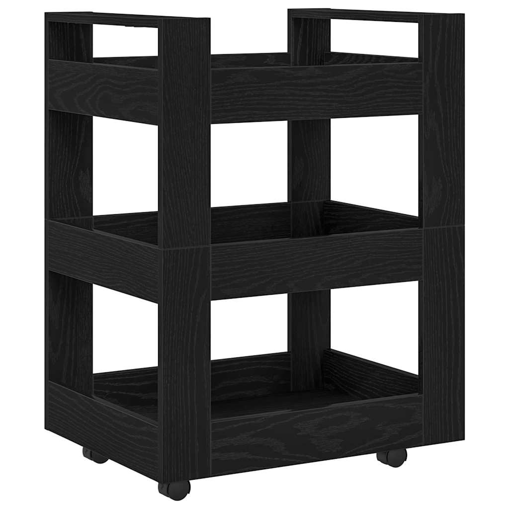 Keuken Trolley Zwart Eiken 60 x 45 x 80 cm Bewerkt hout is nu te koop bij PeponiXL, paradijselijk wonen!
