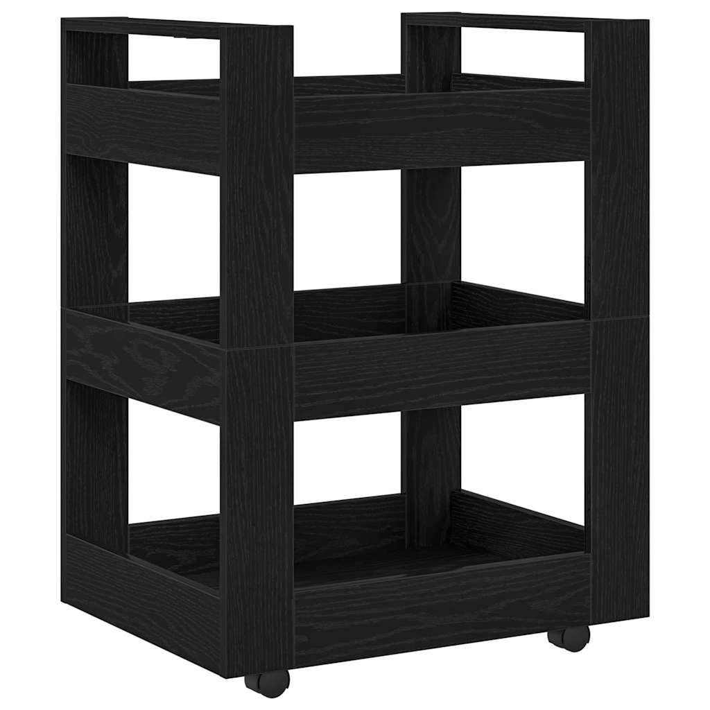Keuken Trolley Zwart Eiken 60 x 45 x 80 cm Bewerkt hout is nu te koop bij PeponiXL, paradijselijk wonen!