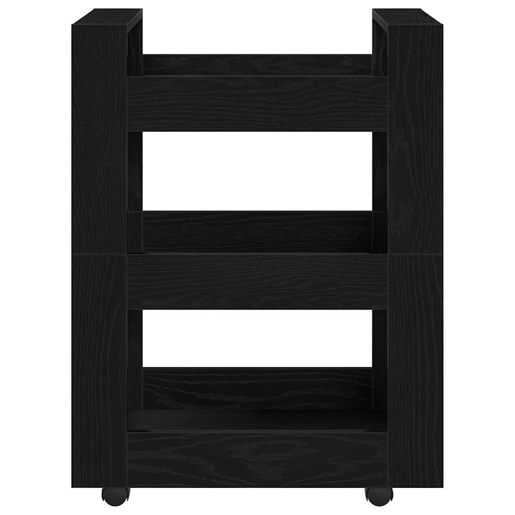 Keuken Trolley Zwart Eiken 60 x 45 x 80 cm Bewerkt hout is nu te koop bij PeponiXL, paradijselijk wonen!
