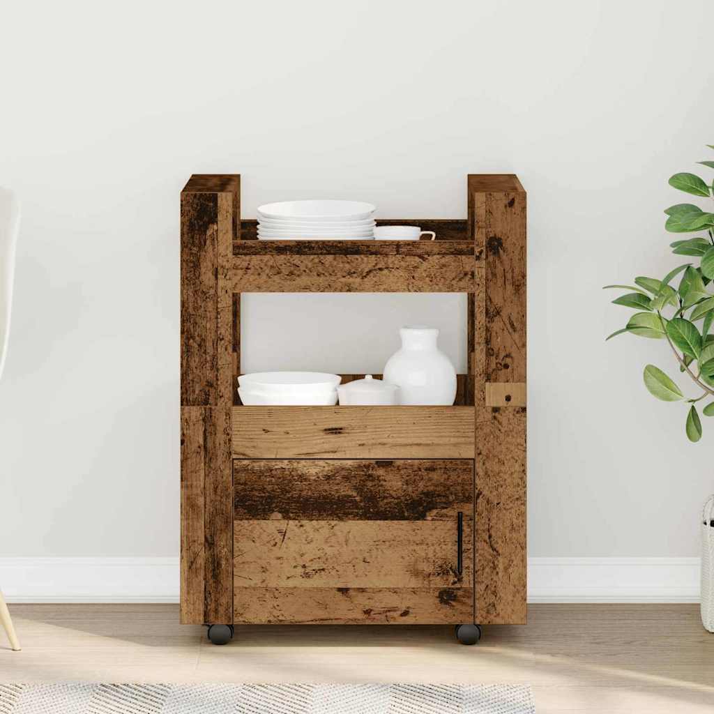 Keuken Trolley Oud hout 60 x 45 x 80 cm Bewerkt hout is nu te koop bij PeponiXL, paradijselijk wonen!