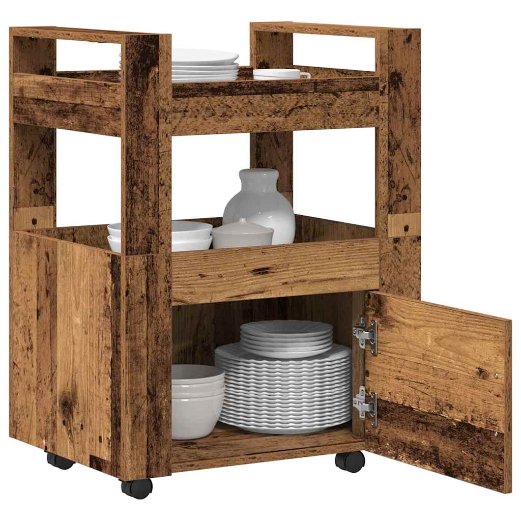 Keuken Trolley Oud hout 60 x 45 x 80 cm Bewerkt hout is nu te koop bij PeponiXL, paradijselijk wonen!
