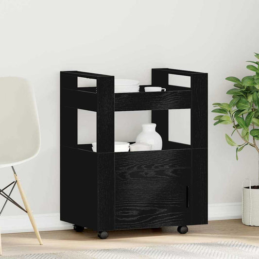 Keuken Trolley Zwart eiken 60 x 45 x 80 cm Bewerkt hout is nu te koop bij PeponiXL, paradijselijk wonen!