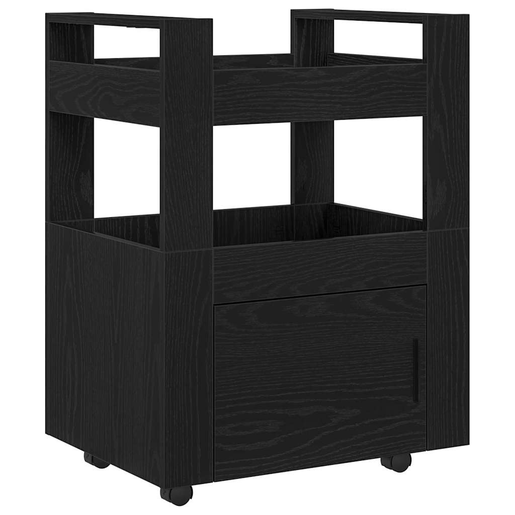 Keuken Trolley Zwart eiken 60 x 45 x 80 cm Bewerkt hout is nu te koop bij PeponiXL, paradijselijk wonen!
