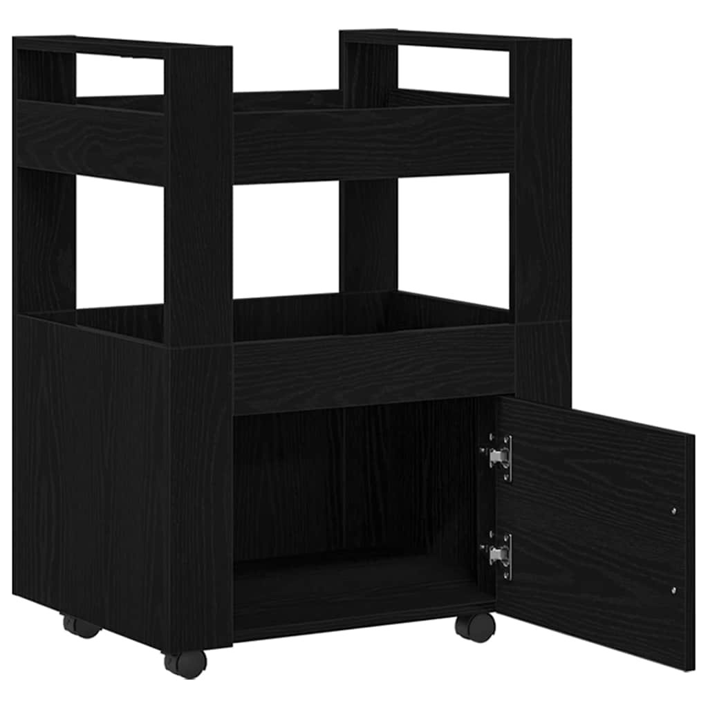 Keuken Trolley Zwart eiken 60 x 45 x 80 cm Bewerkt hout is nu te koop bij PeponiXL, paradijselijk wonen!
