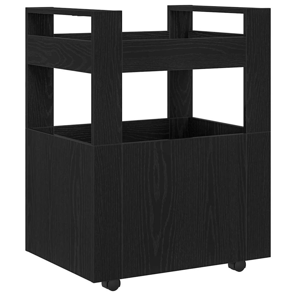Keuken Trolley Zwart eiken 60 x 45 x 80 cm Bewerkt hout is nu te koop bij PeponiXL, paradijselijk wonen!