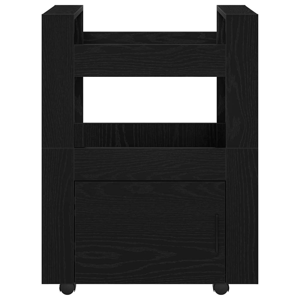 Keuken Trolley Zwart eiken 60 x 45 x 80 cm Bewerkt hout is nu te koop bij PeponiXL, paradijselijk wonen!