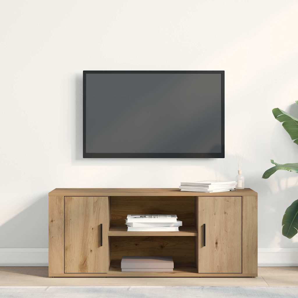 TV-kast artisanaal eikenkleurig 100 x 35 x 40 cm Bewerkt hout is nu te koop bij PeponiXL, paradijselijk wonen!