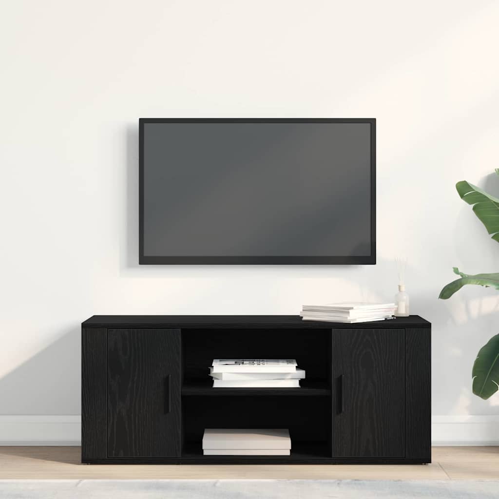 TV-kast Zwart eiken 100 x 35 x 40 cm Bewerkt hout is nu te koop bij PeponiXL, paradijselijk wonen!