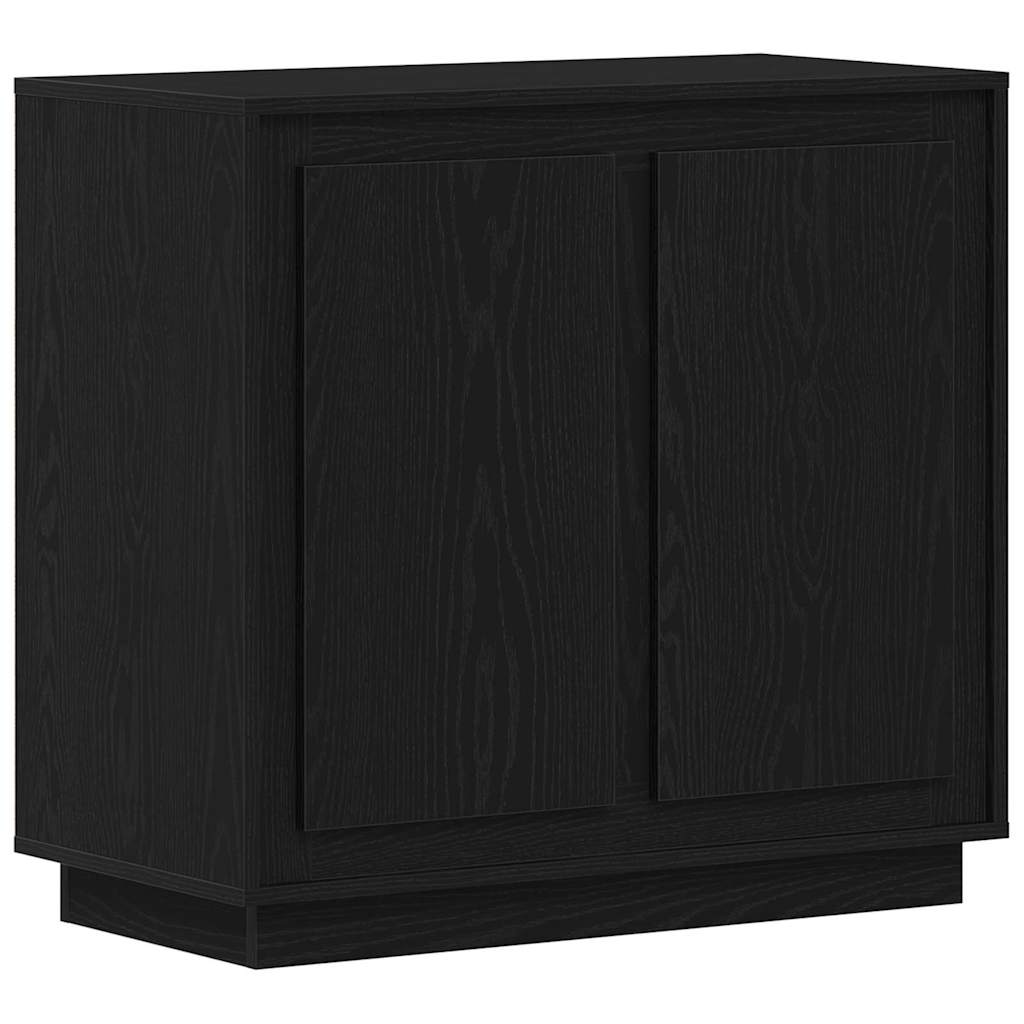 Dressoir Zwart Eiken 80 x 40 x 75 cm Bewerkt hout is nu te koop bij PeponiXL, paradijselijk wonen!