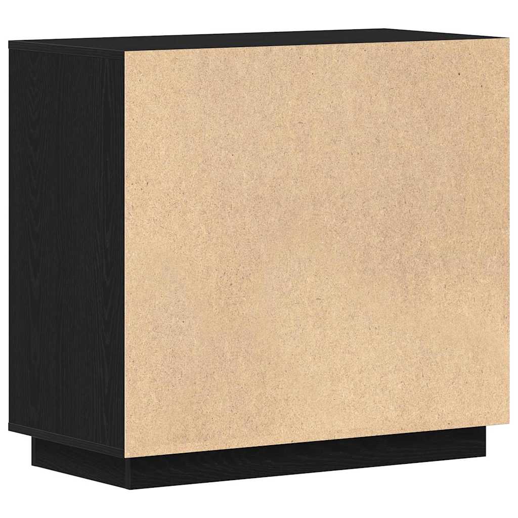 Dressoir Zwart Eiken 80 x 40 x 75 cm Bewerkt hout is nu te koop bij PeponiXL, paradijselijk wonen!