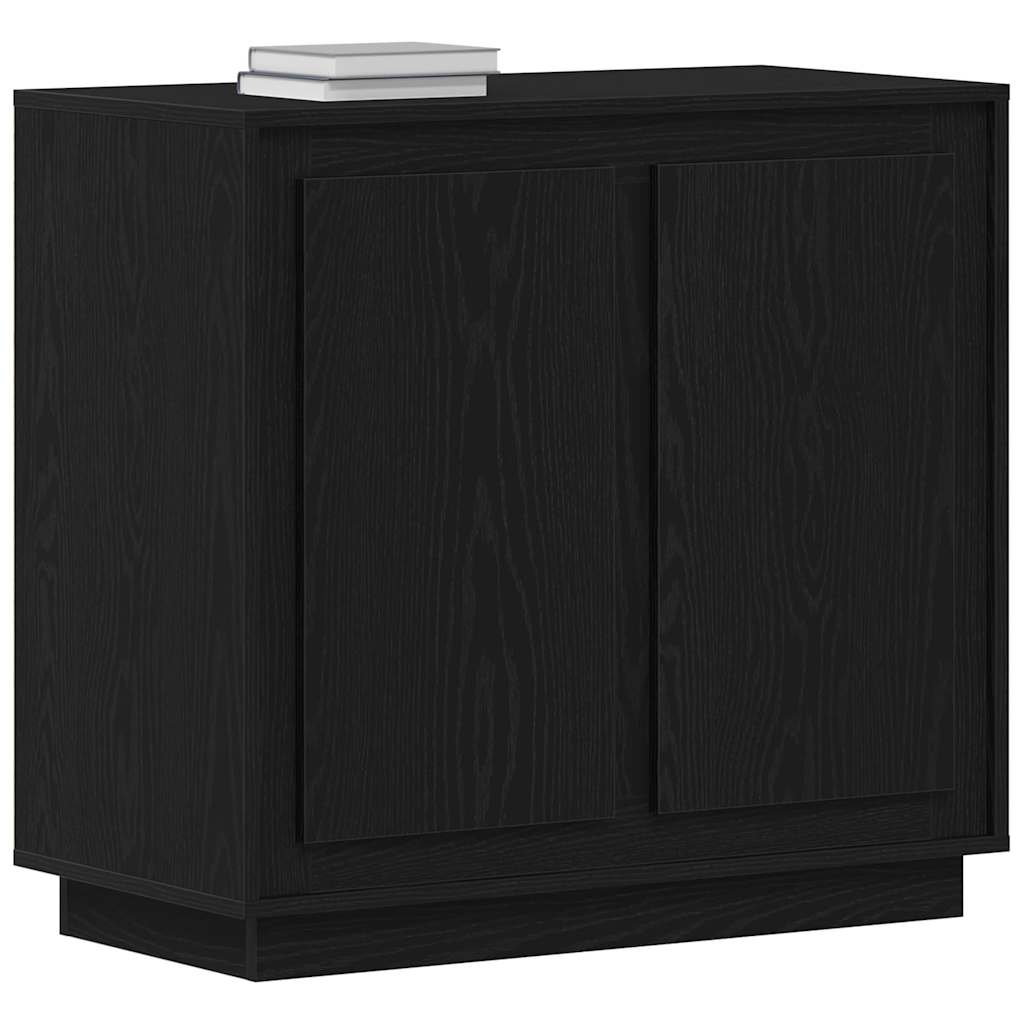 Dressoir Zwart Eiken 80 x 40 x 75 cm Bewerkt hout is nu te koop bij PeponiXL, paradijselijk wonen!