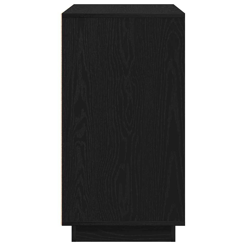 Dressoir Zwart Eiken 80 x 40 x 75 cm Bewerkt hout is nu te koop bij PeponiXL, paradijselijk wonen!