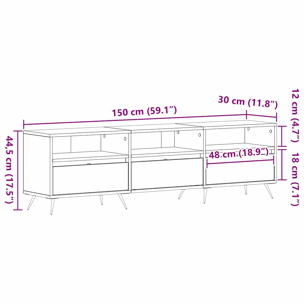 TV-kast Oud hout 150 x 30 x 44,5 cm Bewerkt hout is nu te koop bij PeponiXL, paradijselijk wonen!