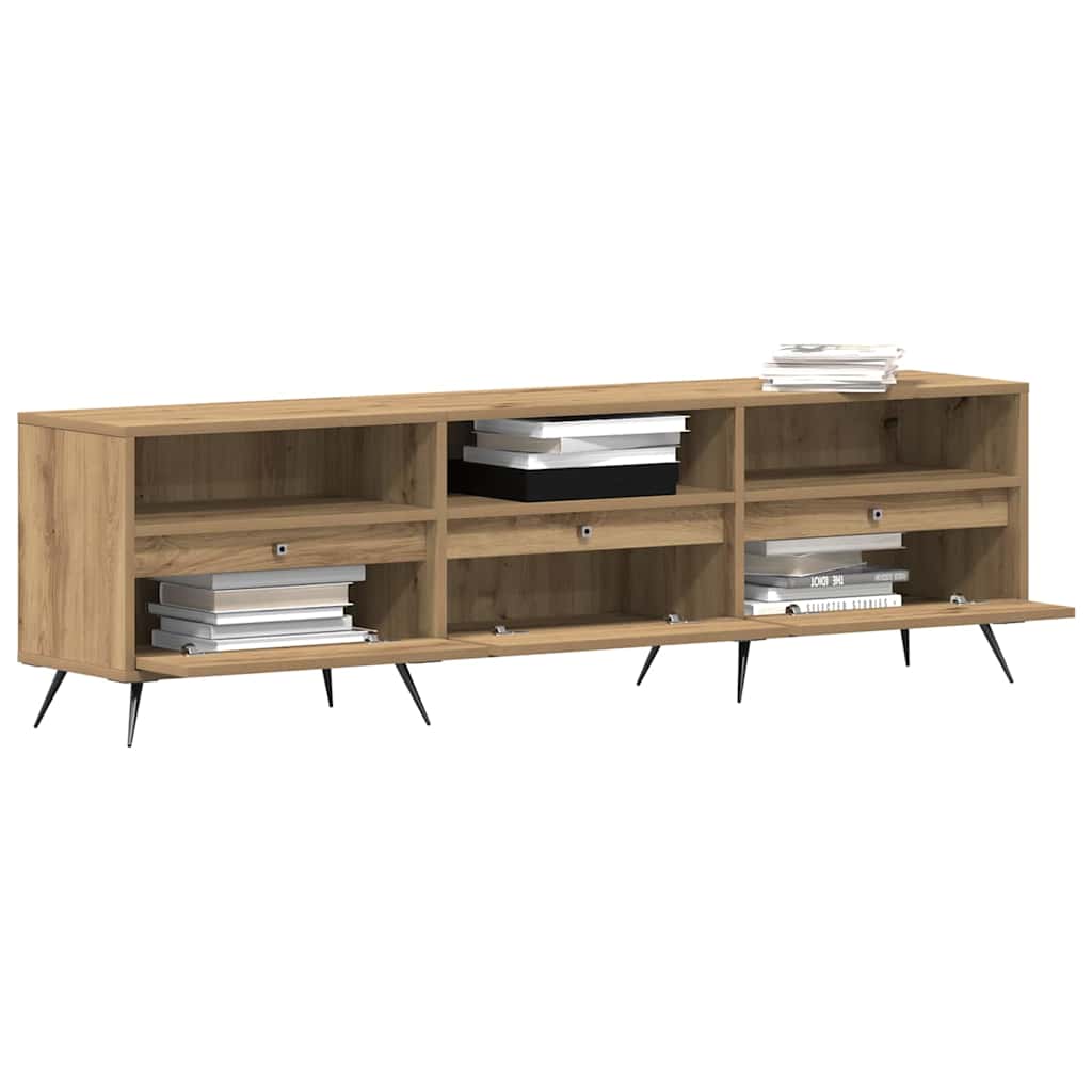 TV-kast artisanaal eikenkleurig 150 x 30 x 44,5 cm Bewerkt hout is nu te koop bij PeponiXL, paradijselijk wonen!