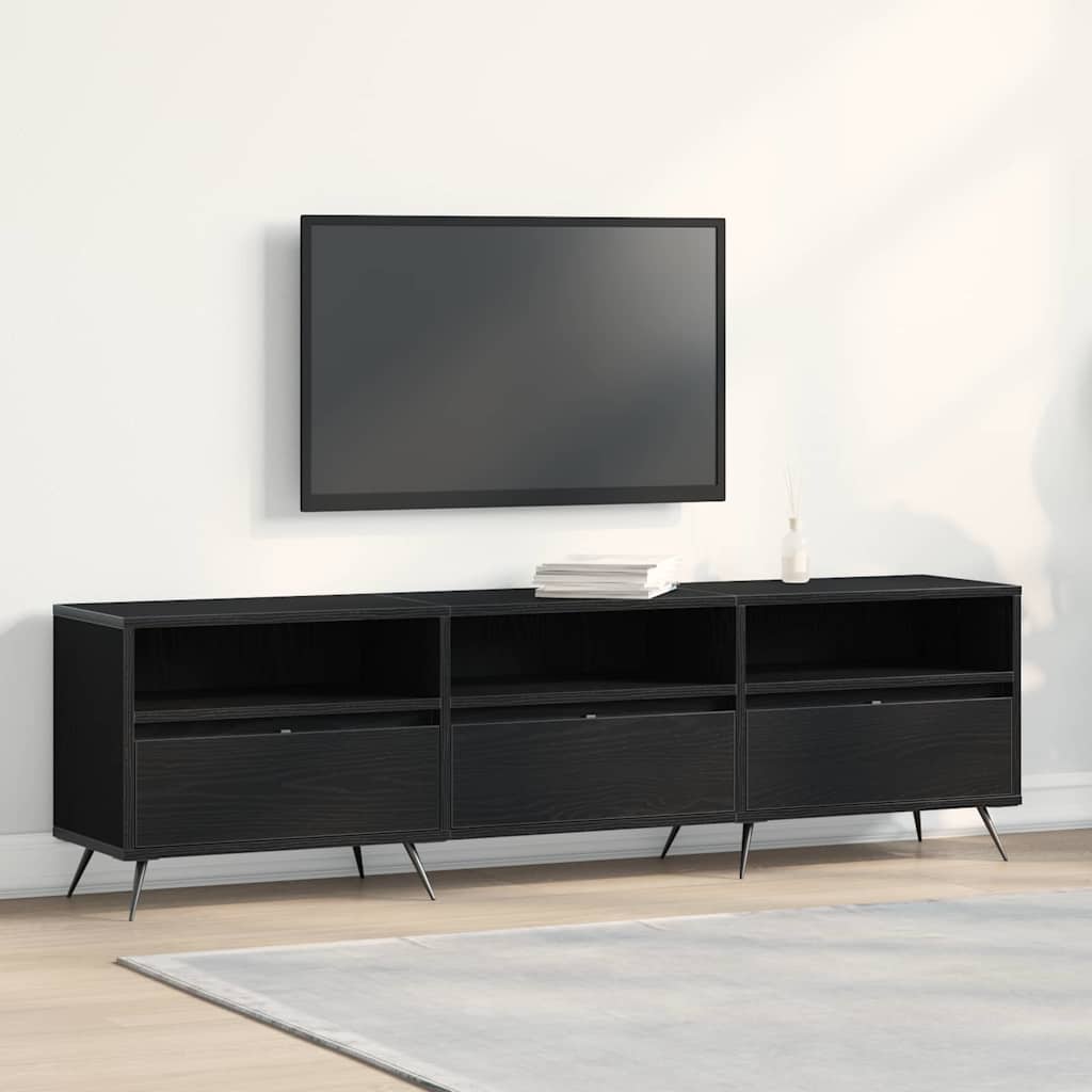 TV-kast Zwart eiken 150 x 30 x 44,5 cm Bewerkt hout is nu te koop bij PeponiXL, paradijselijk wonen!
