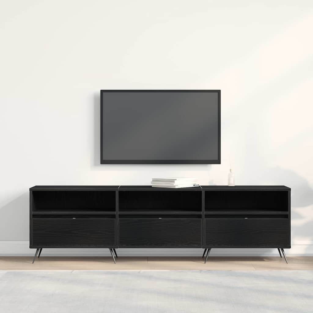 TV-kast Zwart eiken 150 x 30 x 44,5 cm Bewerkt hout is nu te koop bij PeponiXL, paradijselijk wonen!