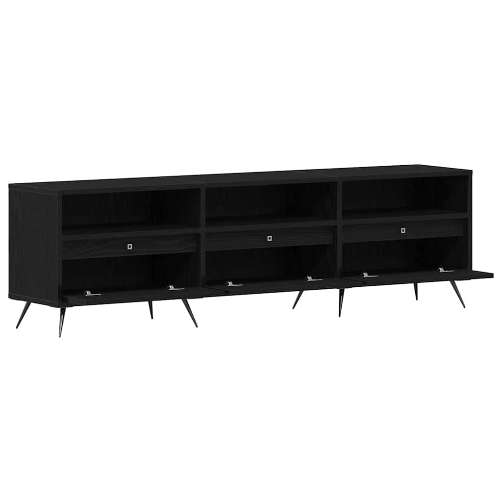 TV-kast Zwart eiken 150 x 30 x 44,5 cm Bewerkt hout is nu te koop bij PeponiXL, paradijselijk wonen!
