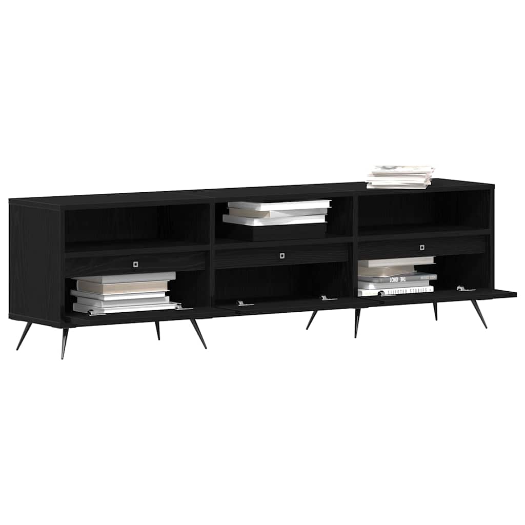 TV-kast Zwart eiken 150 x 30 x 44,5 cm Bewerkt hout is nu te koop bij PeponiXL, paradijselijk wonen!