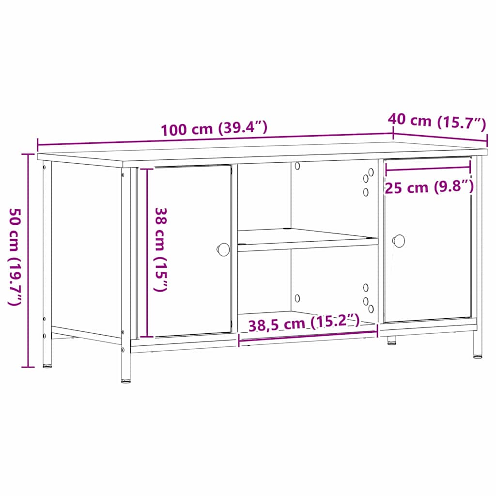 TV-kast Oud hout 100 x 40 x 50 cm Bewerkt hout is nu te koop bij PeponiXL, paradijselijk wonen!