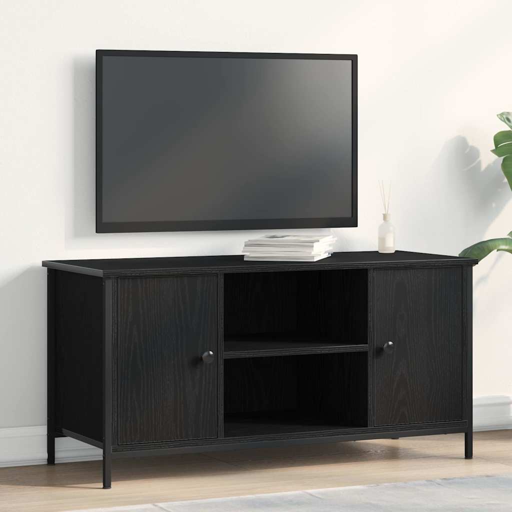 TV-kast Zwart eiken 100 x 40 x 50 cm Bewerkt hout is nu te koop bij PeponiXL, paradijselijk wonen!