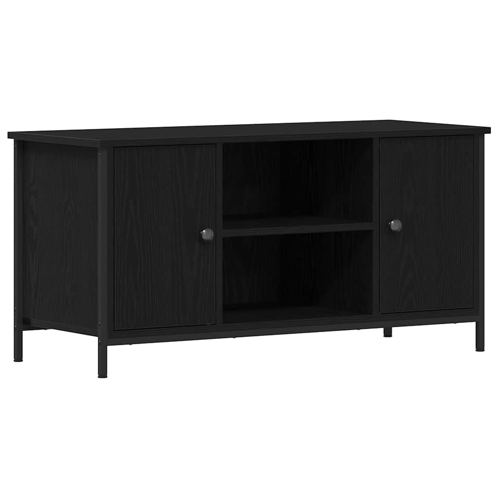 TV-kast Zwart eiken 100 x 40 x 50 cm Bewerkt hout is nu te koop bij PeponiXL, paradijselijk wonen!