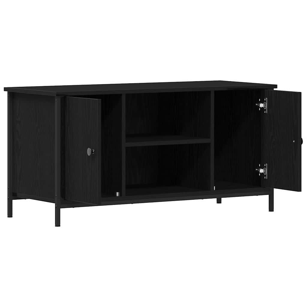 TV-kast Zwart eiken 100 x 40 x 50 cm Bewerkt hout is nu te koop bij PeponiXL, paradijselijk wonen!