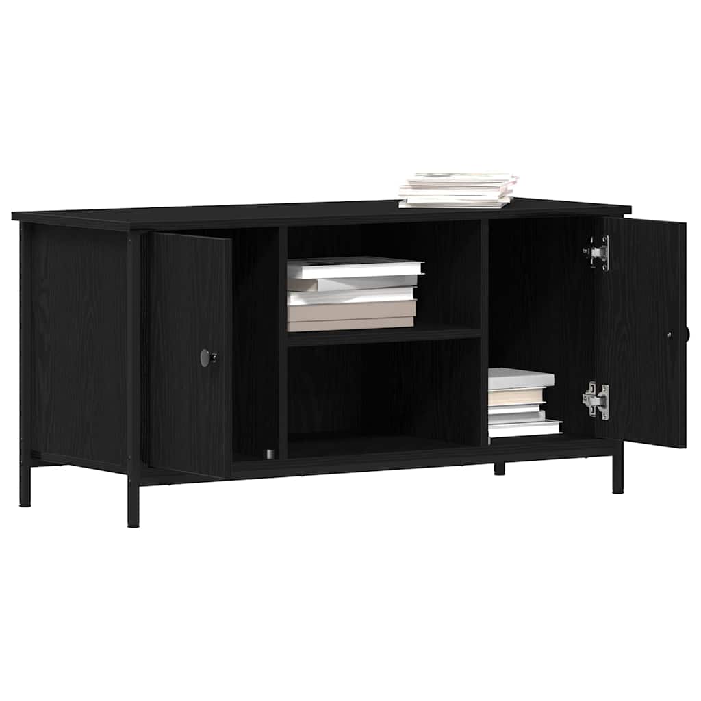 TV-kast Zwart eiken 100 x 40 x 50 cm Bewerkt hout is nu te koop bij PeponiXL, paradijselijk wonen!