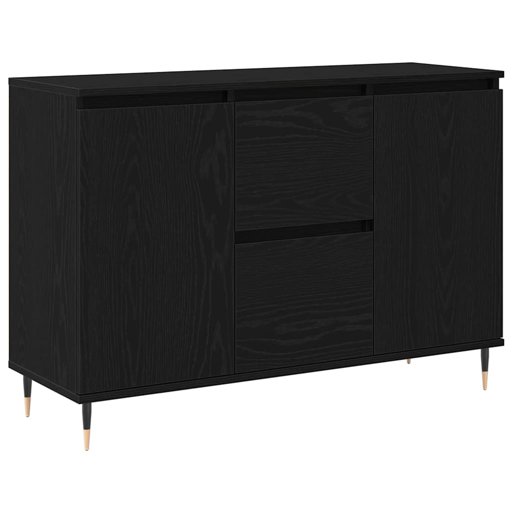 Dressoir met lade Zwart Eiken 101,5 x 35 x 70 cm Bewerkt hout is nu te koop bij PeponiXL, paradijselijk wonen!