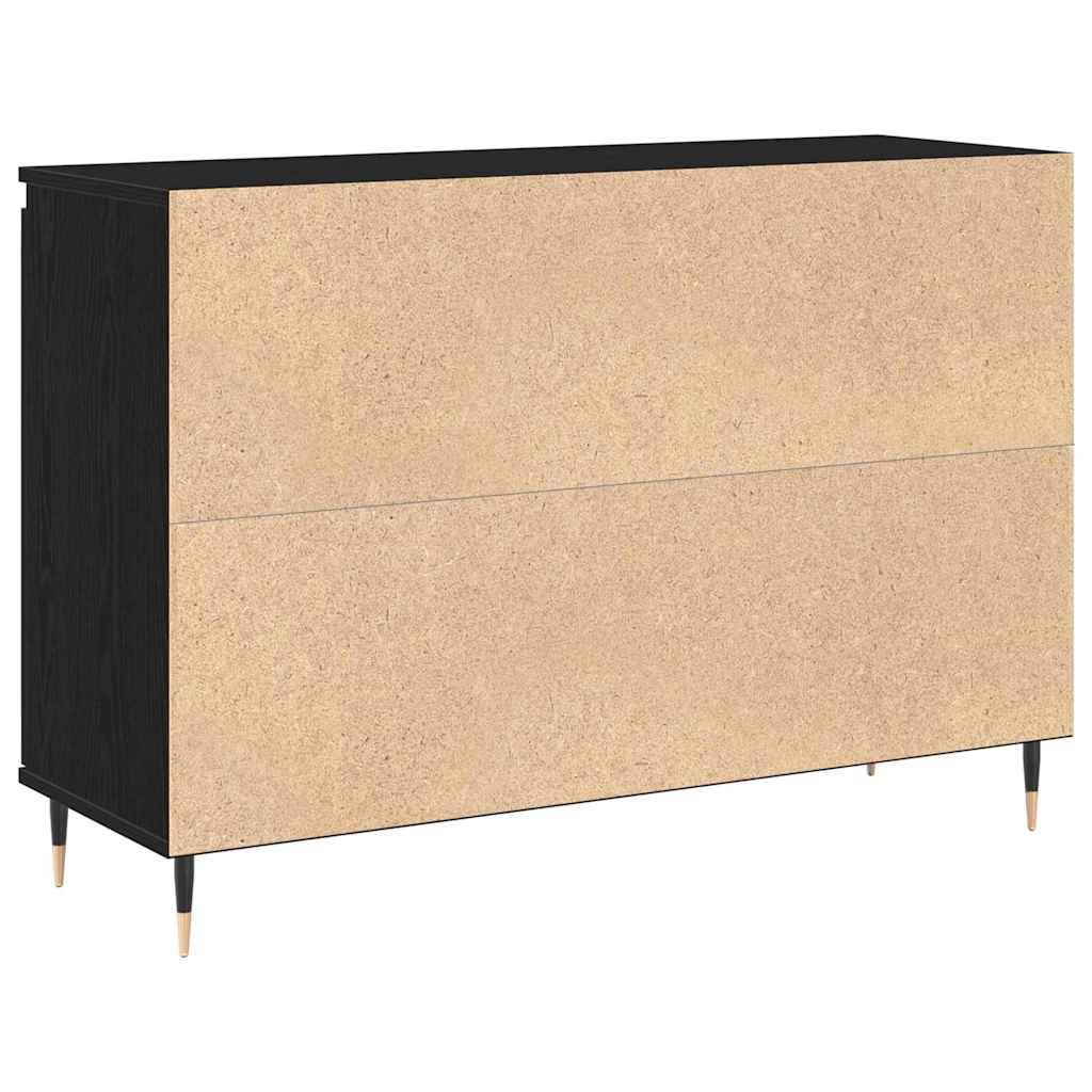 Dressoir met lade Zwart Eiken 101,5 x 35 x 70 cm Bewerkt hout is nu te koop bij PeponiXL, paradijselijk wonen!