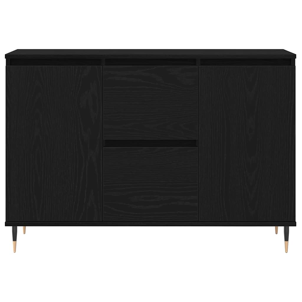 Dressoir met lade Zwart Eiken 101,5 x 35 x 70 cm Bewerkt hout is nu te koop bij PeponiXL, paradijselijk wonen!