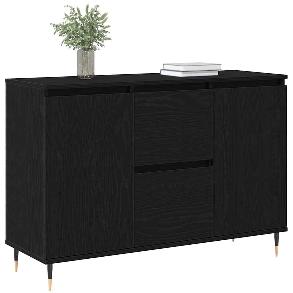 Dressoir met lade Zwart Eiken 101,5 x 35 x 70 cm Bewerkt hout is nu te koop bij PeponiXL, paradijselijk wonen!
