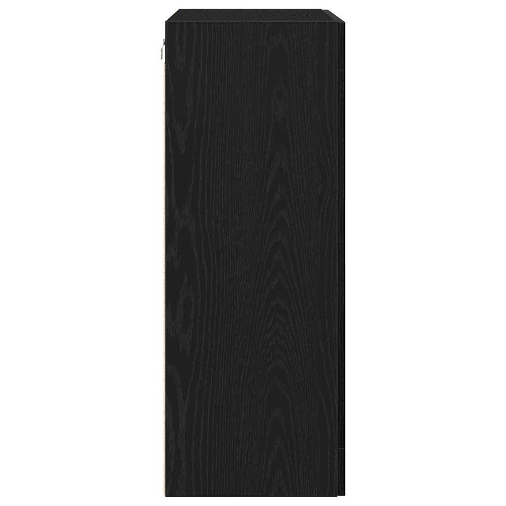 Wandkast Zwart Eiken 69,5 x 34 x 90 cm Bewerkt hout is nu te koop bij PeponiXL, paradijselijk wonen!