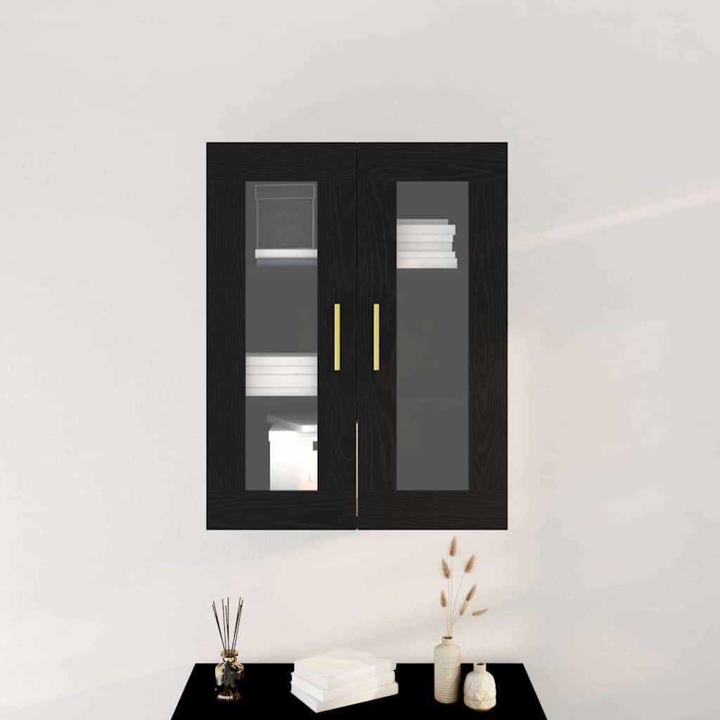 Wandkast Zwart Eiken 69,5 x 34 x 90 cm Bewerkt hout is nu te koop bij PeponiXL, paradijselijk wonen!