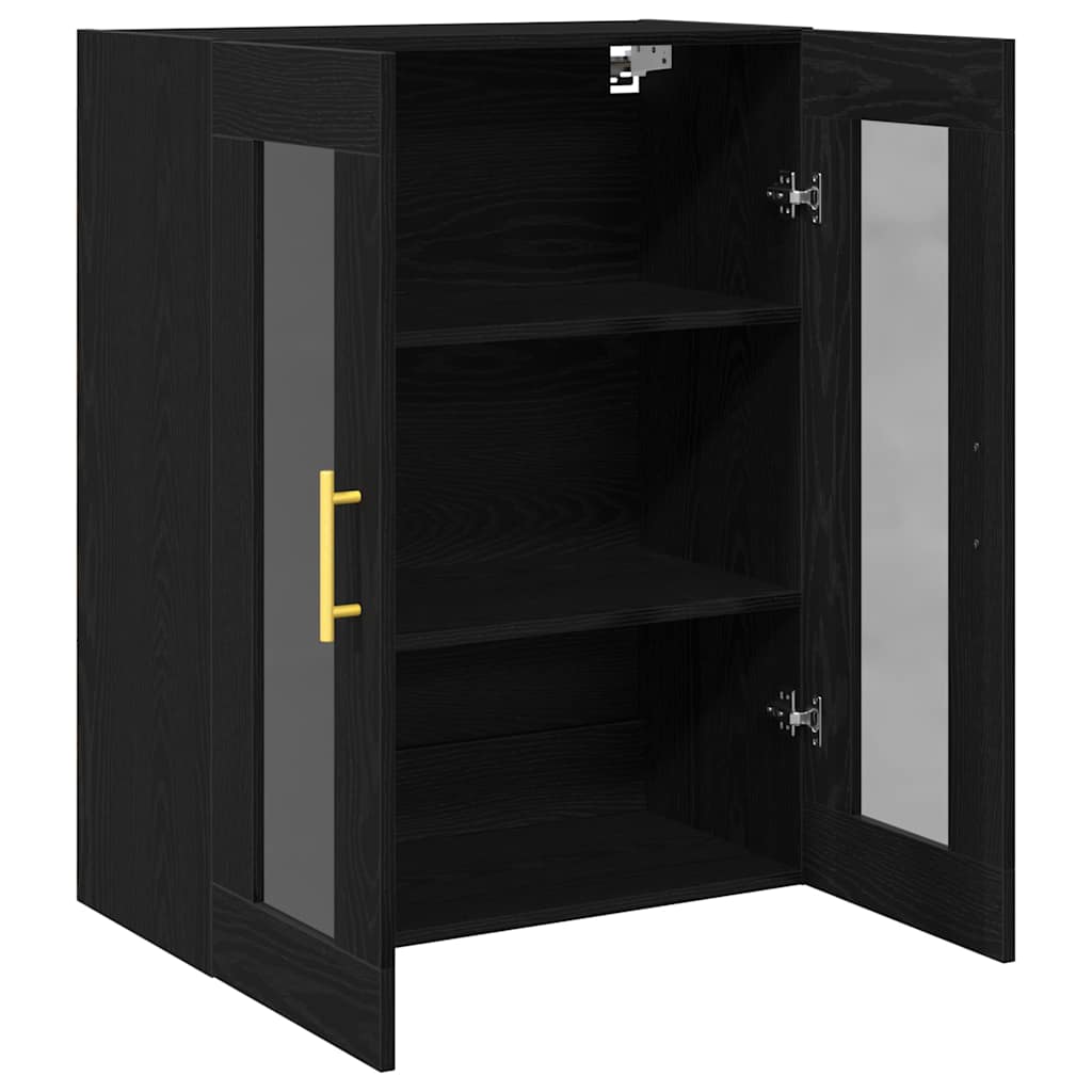 Wandkast Zwart Eiken 69,5 x 34 x 90 cm Bewerkt hout is nu te koop bij PeponiXL, paradijselijk wonen!