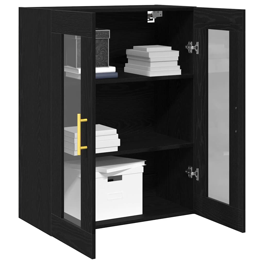 Wandkast Zwart Eiken 69,5 x 34 x 90 cm Bewerkt hout is nu te koop bij PeponiXL, paradijselijk wonen!