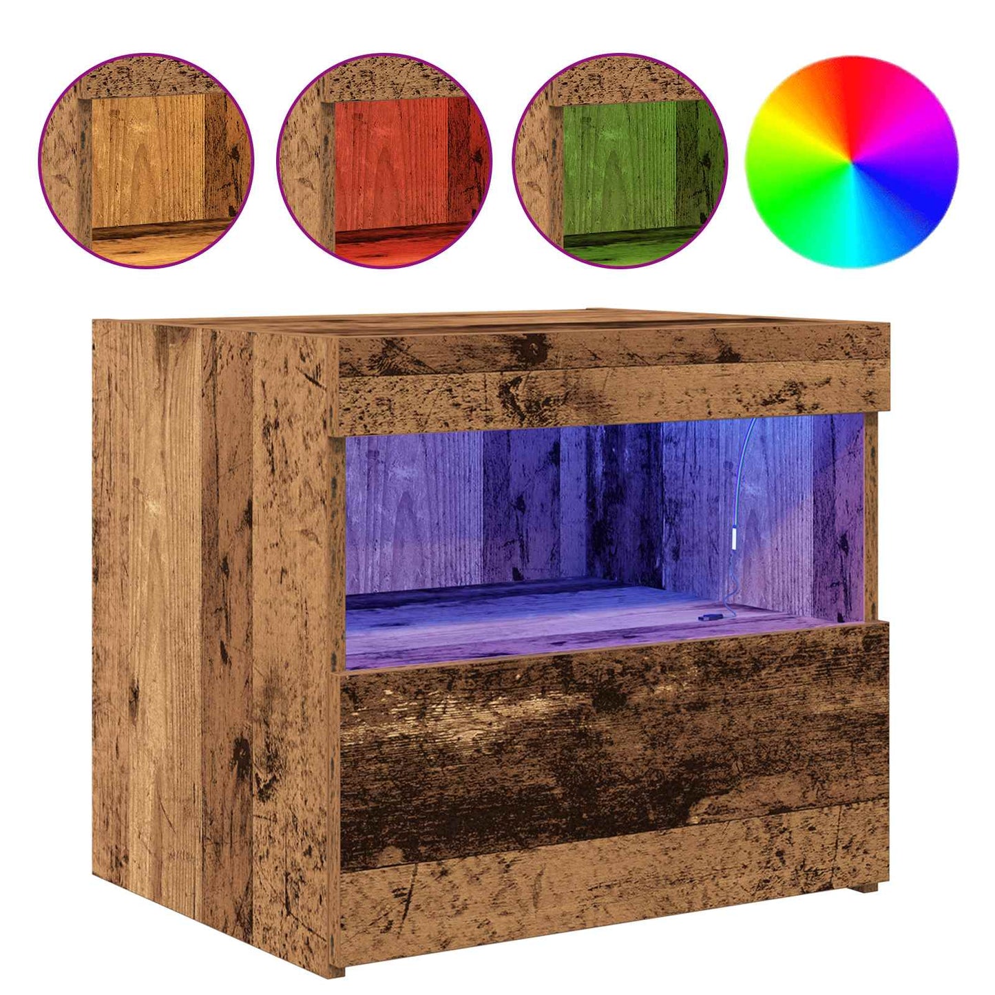 Nachtkastje met lade Oudhout 50 x 40 x 45 cm Bewerkt hout is nu te koop bij PeponiXL, paradijselijk wonen!