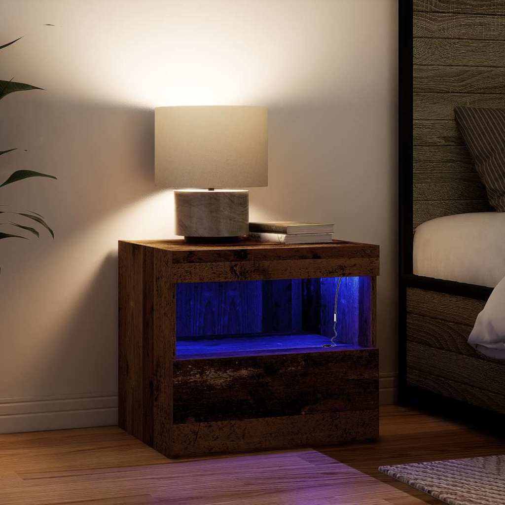 Nachtkastje met lade 2 pcs Oudhout 50 x 40 x 45 cm Bewerkt hout is nu te koop bij PeponiXL, paradijselijk wonen!