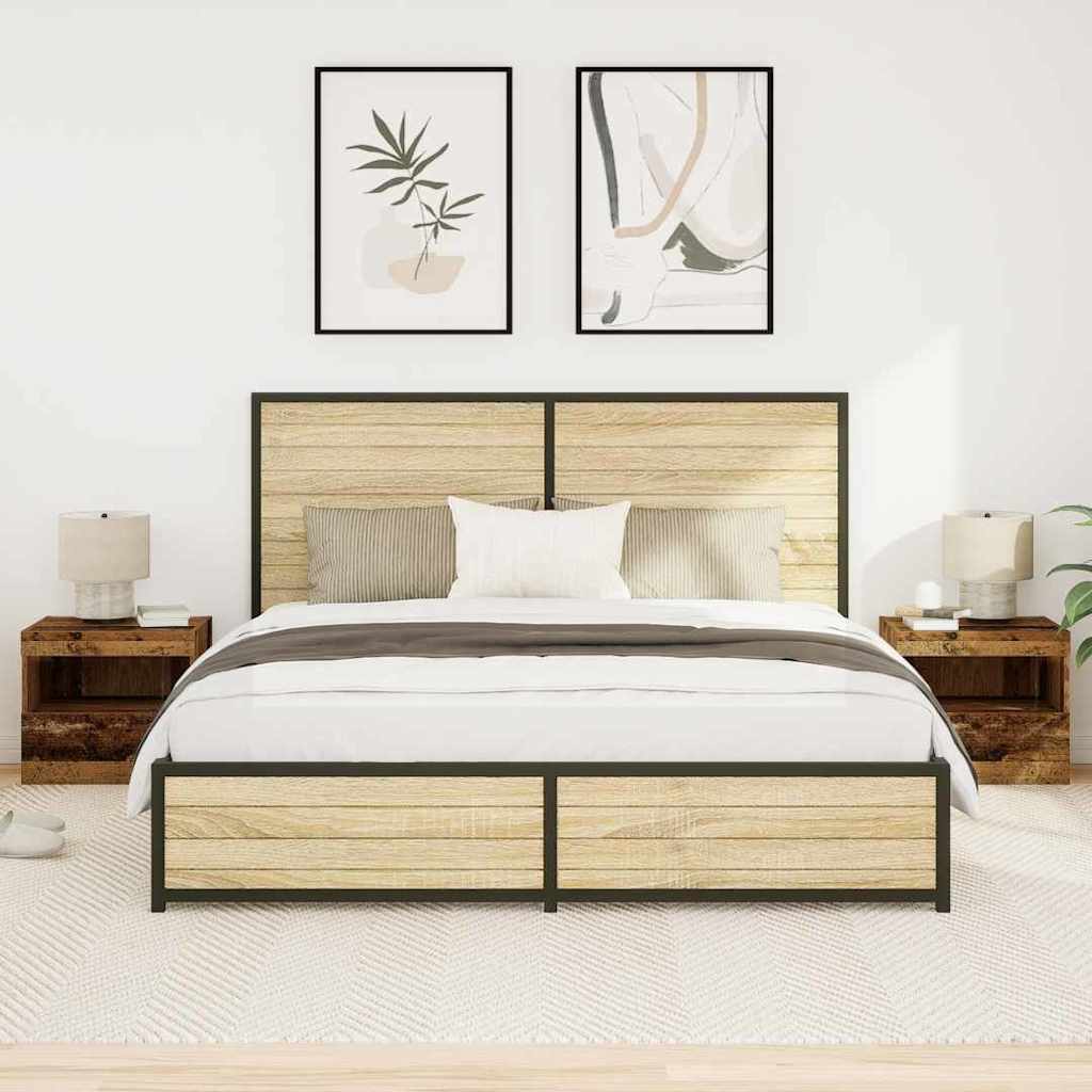 Nachtkastje met lade 2 pcs Oudhout 50 x 40 x 45 cm Bewerkt hout is nu te koop bij PeponiXL, paradijselijk wonen!