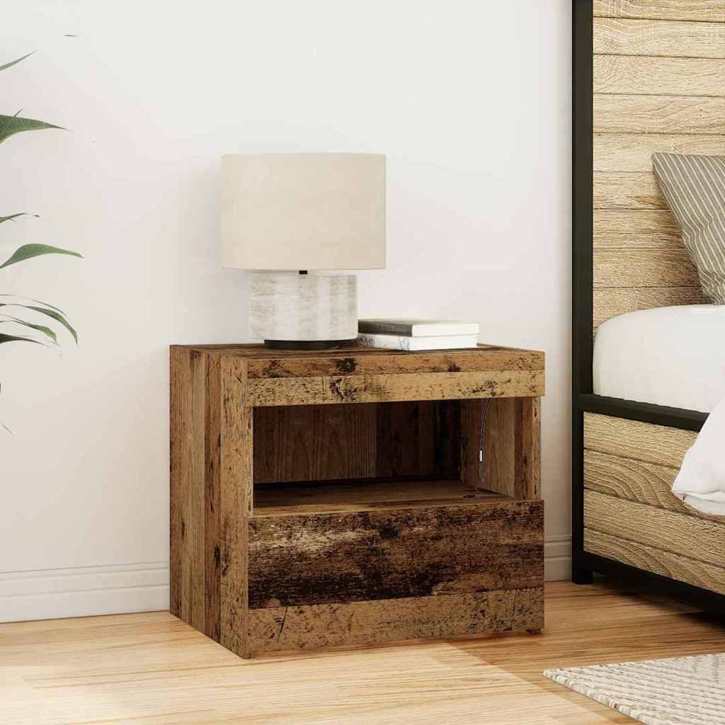 Nachtkastje met lade 2 pcs Oudhout 50 x 40 x 45 cm Bewerkt hout is nu te koop bij PeponiXL, paradijselijk wonen!