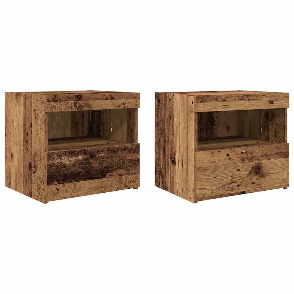 Nachtkastje met lade 2 pcs Oudhout 50 x 40 x 45 cm Bewerkt hout is nu te koop bij PeponiXL, paradijselijk wonen!