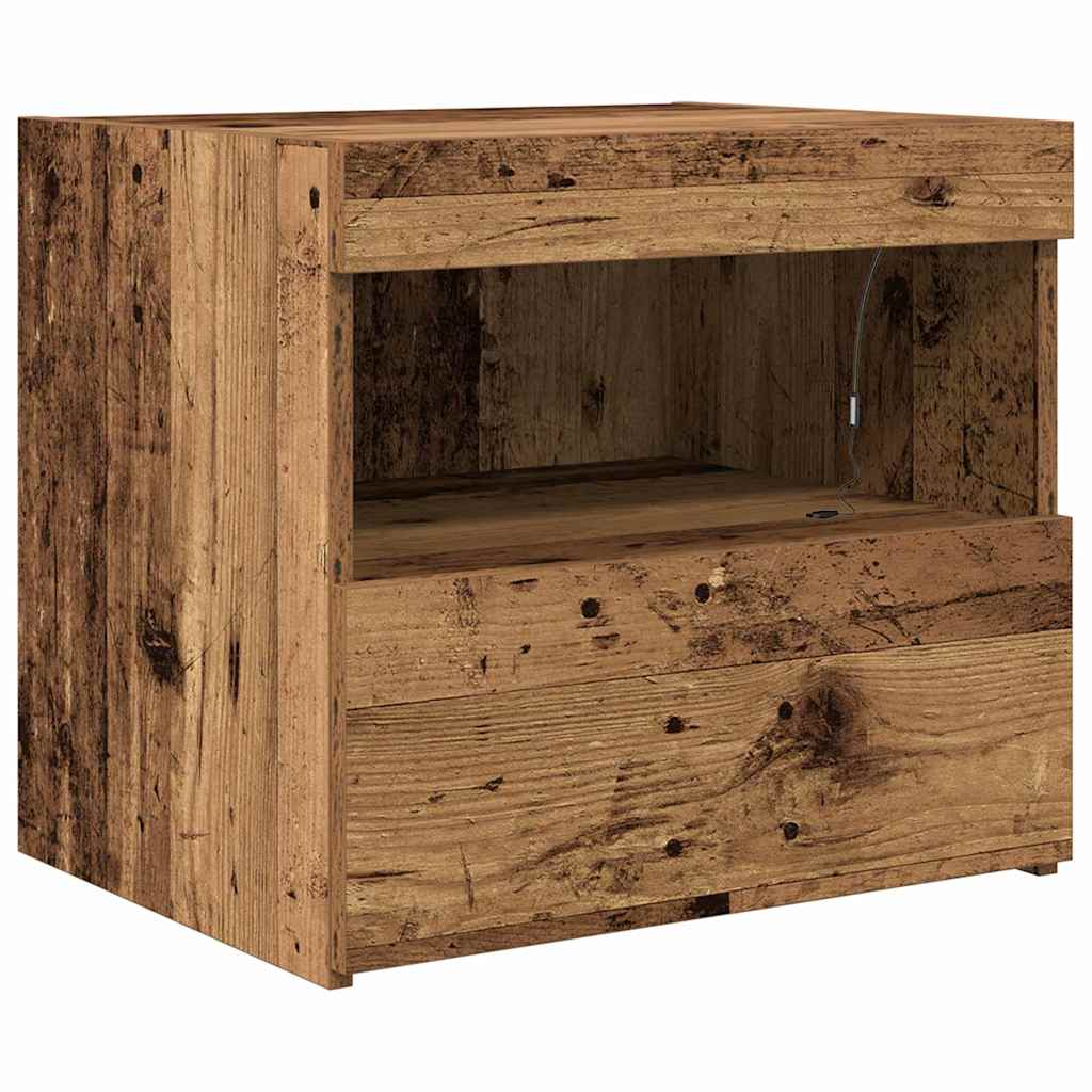 Nachtkastje met lade 2 pcs Oudhout 50 x 40 x 45 cm Bewerkt hout is nu te koop bij PeponiXL, paradijselijk wonen!