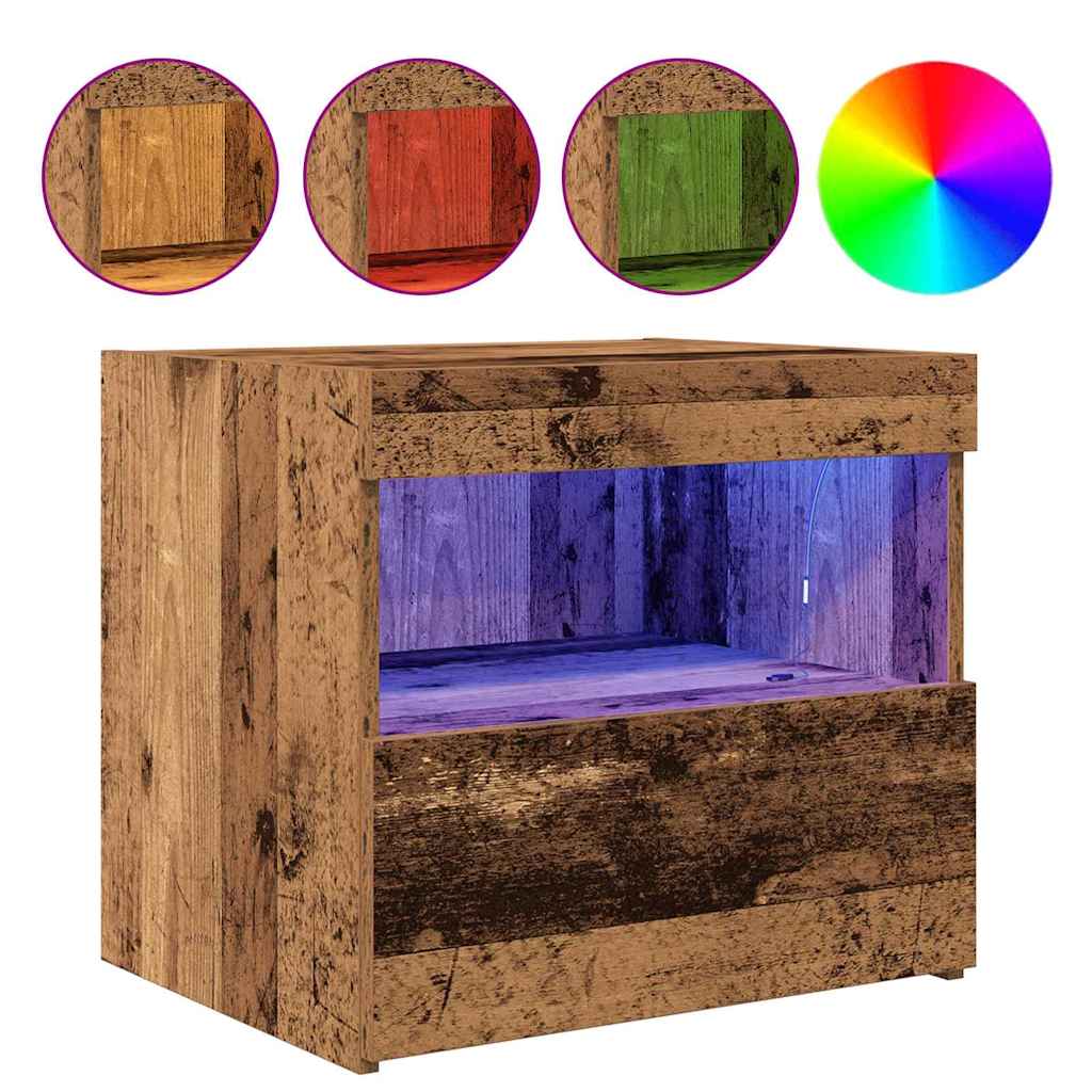Nachtkastje met lade 2 pcs Oudhout 50 x 40 x 45 cm Bewerkt hout is nu te koop bij PeponiXL, paradijselijk wonen!