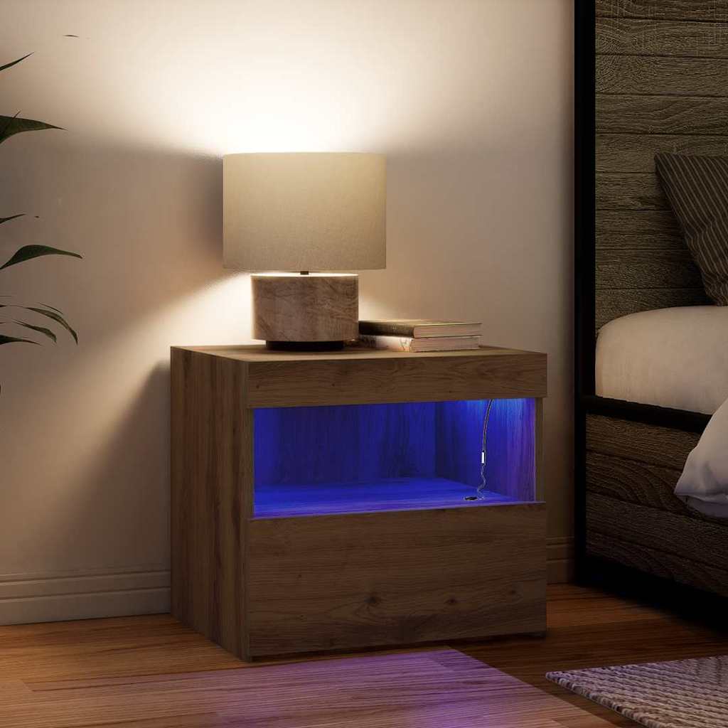 Nachtkastje met lade Artisan Eiken 50 x 40 x 45 cm Bewerkt hout is nu te koop bij PeponiXL, paradijselijk wonen!