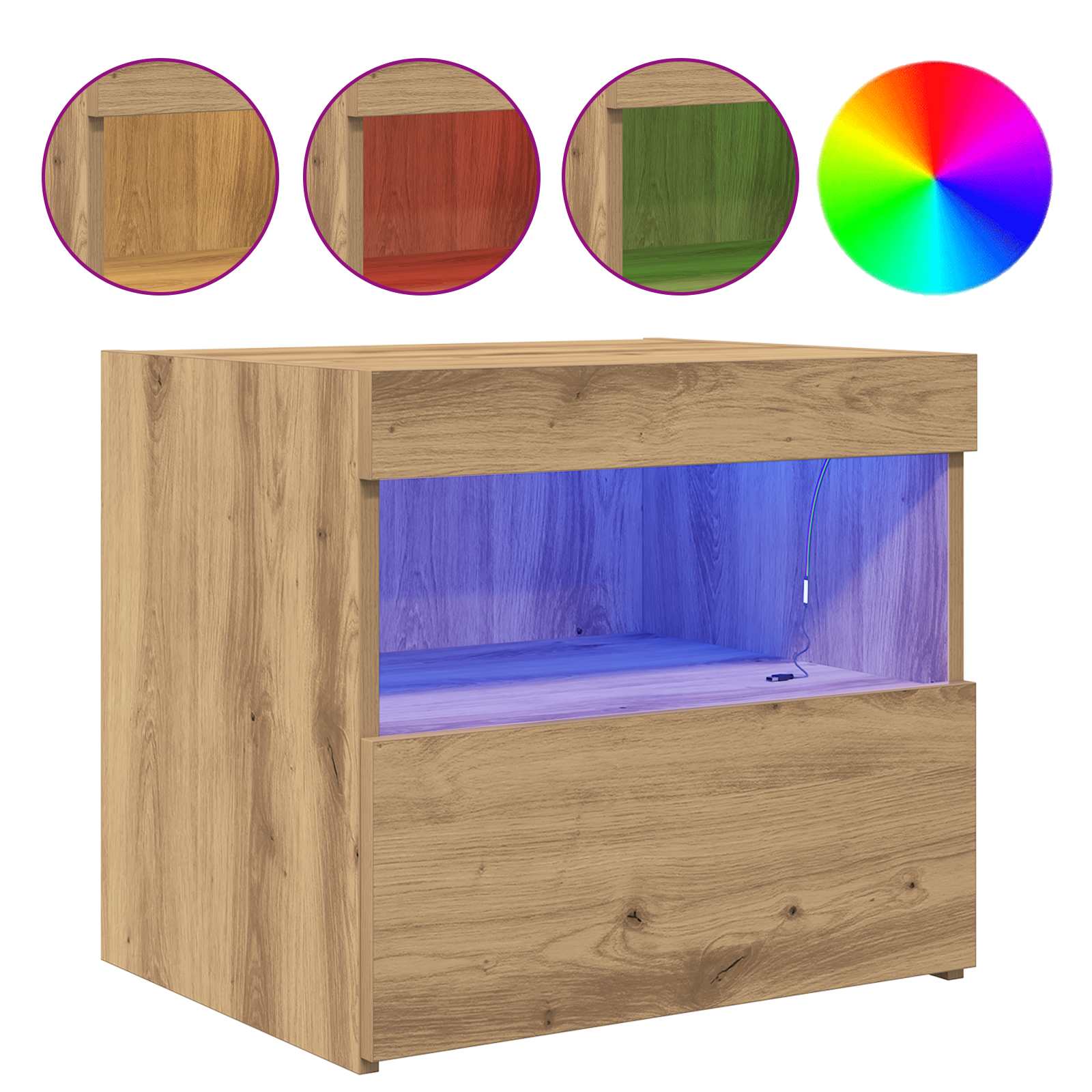 Nachtkastje met lade Artisan Eiken 50 x 40 x 45 cm Bewerkt hout is nu te koop bij PeponiXL, paradijselijk wonen!