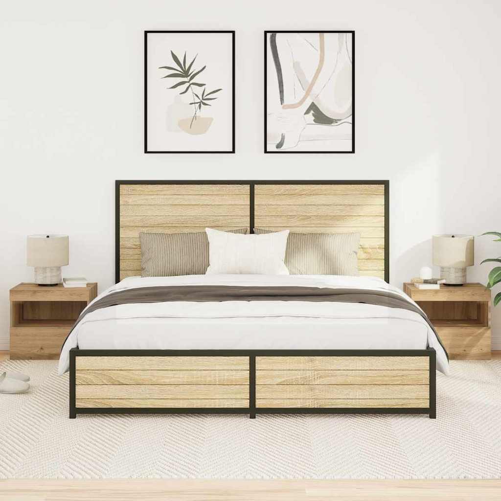 Nachtkastje 2 pcs Artisan Eiken 50 x 40 x 45 cm Bewerkt hout is nu te koop bij PeponiXL, paradijselijk wonen!