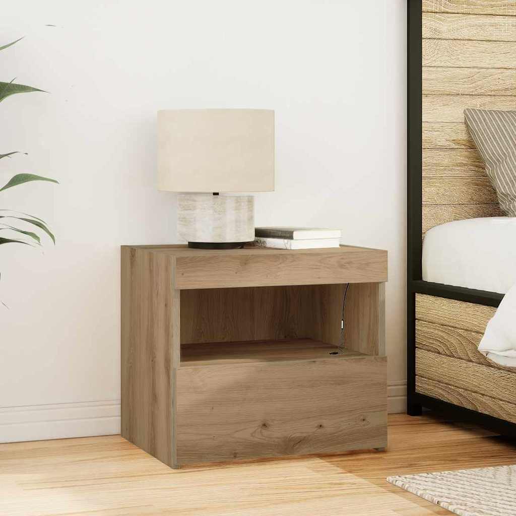 Nachtkastje 2 pcs Artisan Eiken 50 x 40 x 45 cm Bewerkt hout is nu te koop bij PeponiXL, paradijselijk wonen!