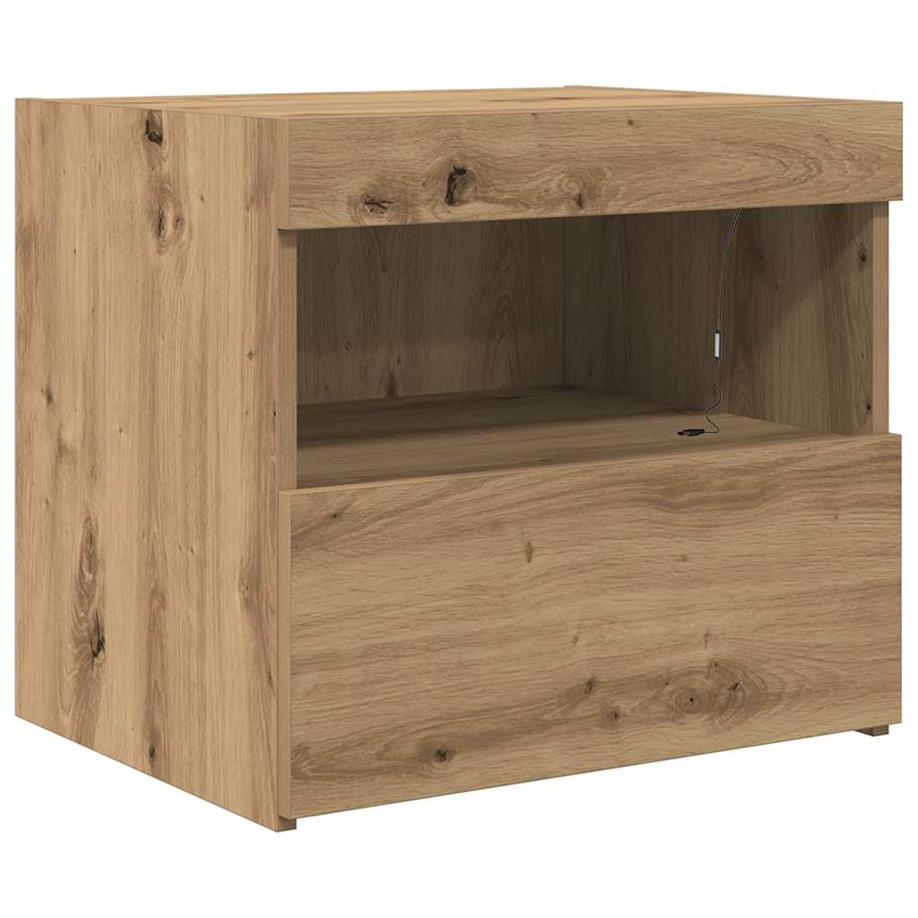 Nachtkastje 2 pcs Artisan Eiken 50 x 40 x 45 cm Bewerkt hout is nu te koop bij PeponiXL, paradijselijk wonen!