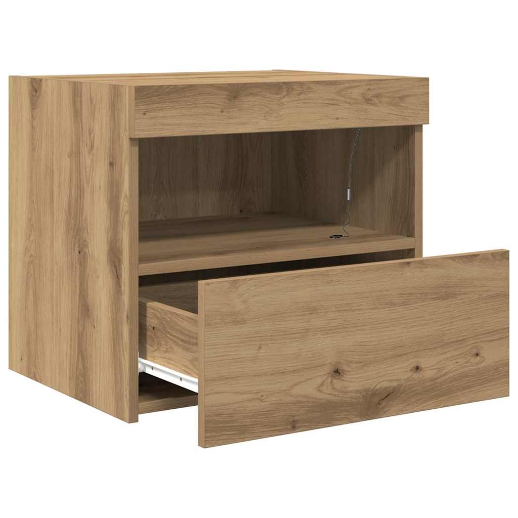 Nachtkastje 2 pcs Artisan Eiken 50 x 40 x 45 cm Bewerkt hout is nu te koop bij PeponiXL, paradijselijk wonen!