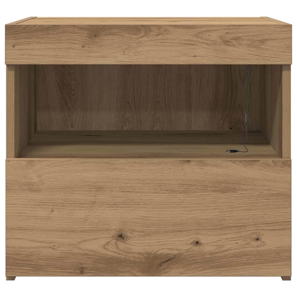 Nachtkastje 2 pcs Artisan Eiken 50 x 40 x 45 cm Bewerkt hout is nu te koop bij PeponiXL, paradijselijk wonen!
