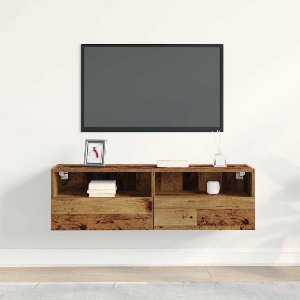 TV Wandkast Oud hout 100 x 30 x 30 cm Bewerkt hout is nu te koop bij PeponiXL, paradijselijk wonen!